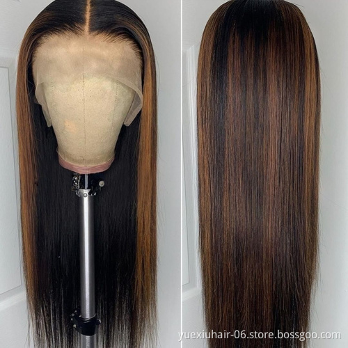 HD Transparent 13x6 Lace Frontal Human Hair Wig 250% Density Burgundy Ombre Color Brazilain Virgin Hair Straight Wig For Women